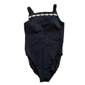 Miraclesuit One Piece Swimsuit Women's 16 Black White VTG 90s Y2K Retro